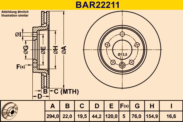 Barum BAR22211 - Гальмівний диск autozip.com.ua