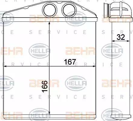 BEHR HELLA Service 8FH 351 000-501 - Теплообмінник, опалення салону autozip.com.ua