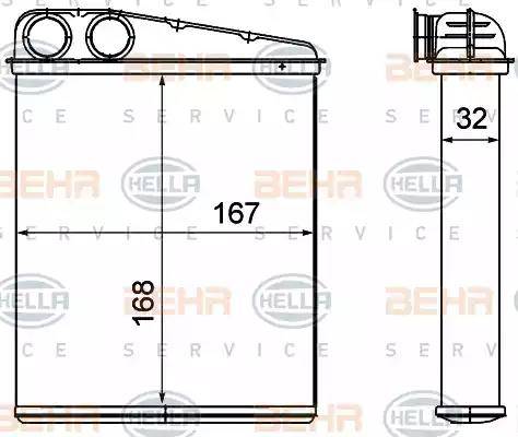 BEHR HELLA Service 8FH 351 000-641 - Теплообмінник, опалення салону autozip.com.ua