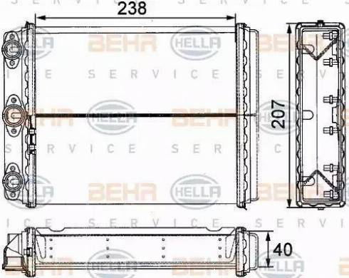 BEHR HELLA Service 8FH 351 311-611 - Теплообмінник, опалення салону autozip.com.ua