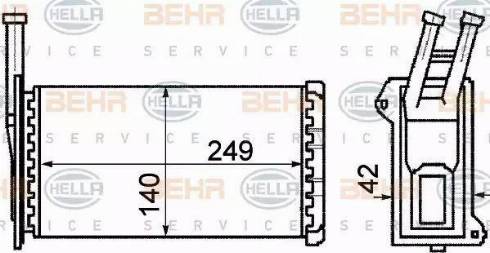 BEHR HELLA Service 8FH 351 311-081 - Теплообмінник, опалення салону autozip.com.ua