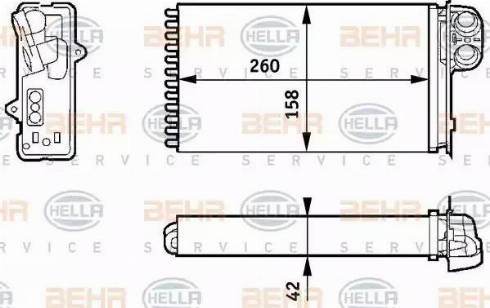 BEHR HELLA Service 8FH 351 313-421 - Теплообмінник, опалення салону autozip.com.ua