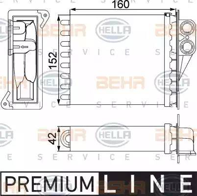 BEHR HELLA Service 8FH 351 313-591 - Теплообмінник, опалення салону autozip.com.ua