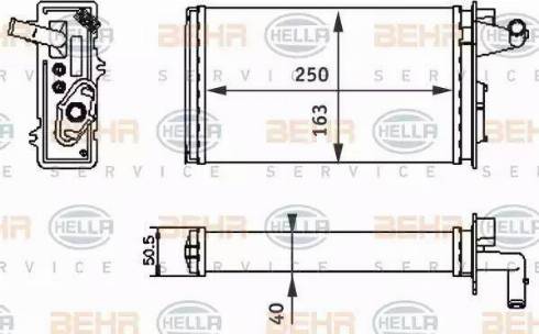 BEHR HELLA Service 8FH 351 313-041 - Теплообмінник, опалення салону autozip.com.ua