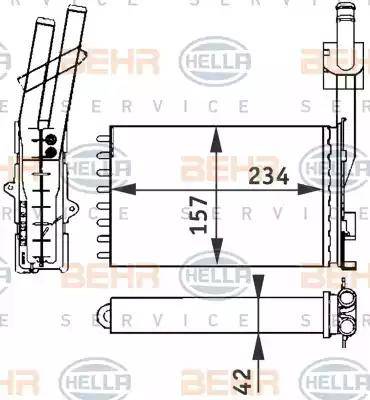 BEHR HELLA Service 8FH 351 313-051 - Теплообмінник, опалення салону autozip.com.ua