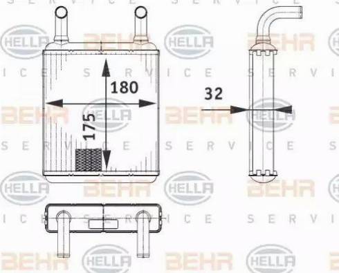 BEHR HELLA Service 8FH 351 312-581 - Теплообмінник, опалення салону autozip.com.ua