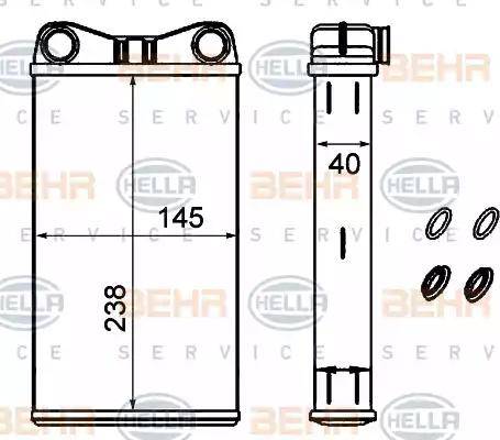 BEHR HELLA Service 8FH 351 333-184 - Теплообмінник, опалення салону autozip.com.ua