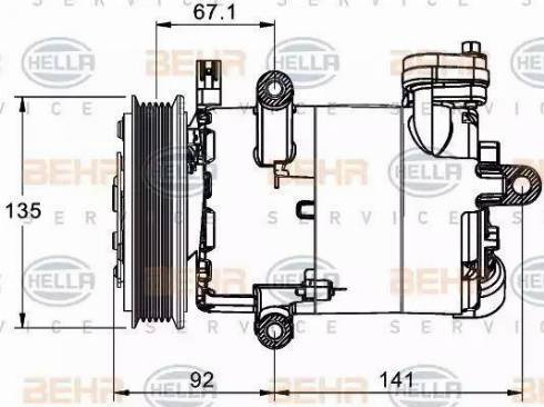 BEHR HELLA Service 8FK 351 334-021 - Компресор, кондиціонер autozip.com.ua