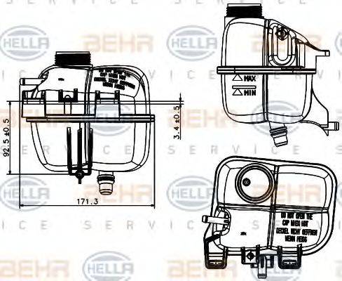 BEHR HELLA Service 8MA 376 737-221 - Компенсаційний бак, охолоджуюча рідина autozip.com.ua