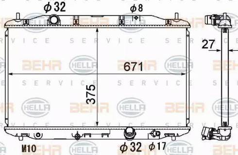 BEHR HELLA Service 8MK 376 790-491 - Радіатор, охолодження двигуна autozip.com.ua