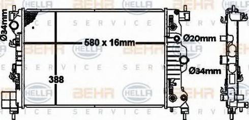 BEHR HELLA Service 8MK 376 792-771 - Радіатор, охолодження двигуна autozip.com.ua