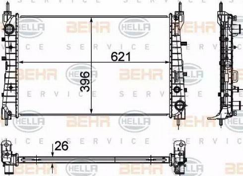 BEHR HELLA Service 8MK 376 756-511 - Радіатор, охолодження двигуна autozip.com.ua