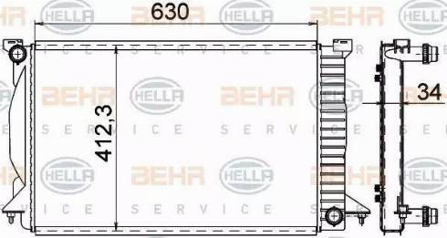 BEHR HELLA SERVICE 8MK 376 766-334 - Радіатор, охолодження двигуна autozip.com.ua
