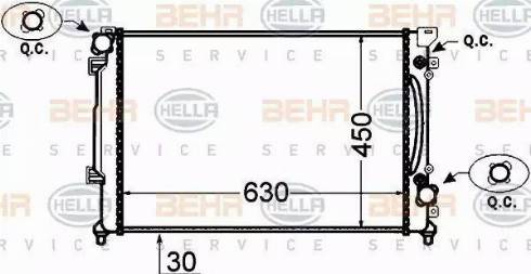 BEHR HELLA SERVICE 8MK 376 766-231 - Радіатор, охолодження двигуна autozip.com.ua