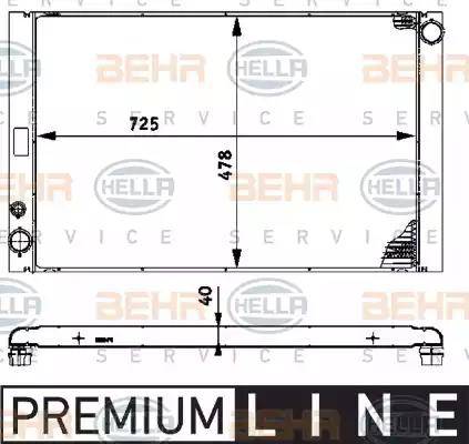 BEHR HELLA Service 8MK 376 719-081 - Радіатор, охолодження двигуна autozip.com.ua