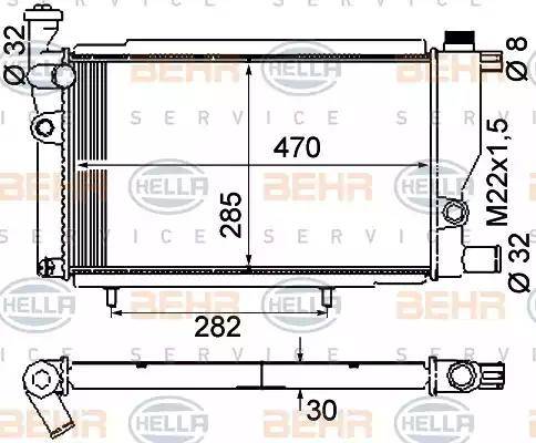 BEHR HELLA Service 8MK 376 715-384 - Радіатор, охолодження двигуна autozip.com.ua