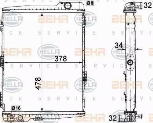 BEHR HELLA Service 8MK 376 711-274 - Радіатор, охолодження двигуна autozip.com.ua