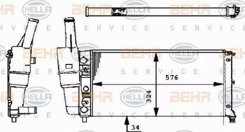 BEHR HELLA Service 8MK 376 713-541 - Радіатор, охолодження двигуна autozip.com.ua