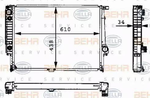 BEHR HELLA Service 8MK 376 713-074 - Радіатор, охолодження двигуна autozip.com.ua