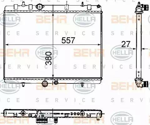 BEHR HELLA Service 8MK 376 781-121 - Радіатор, охолодження двигуна autozip.com.ua