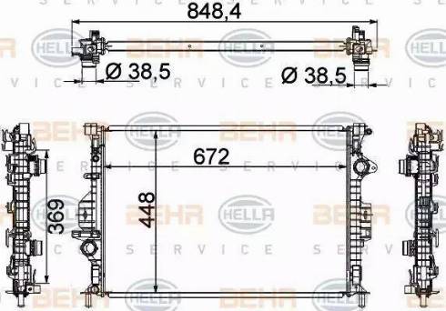 BEHR HELLA Service 8MK 376 787-121 - Радіатор, охолодження двигуна autozip.com.ua