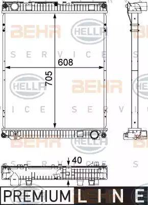 BEHR HELLA Service 8MK 376 730-621 - Радіатор, охолодження двигуна autozip.com.ua