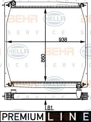 BEHR HELLA Service 8MK 376 721-625 - Радіатор, охолодження двигуна autozip.com.ua