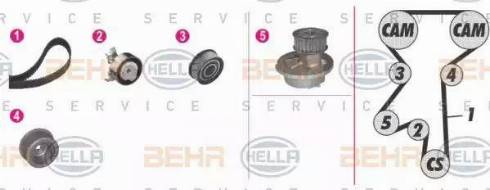BEHR HELLA Service 8MP 376 809-841 - Водяний насос + комплект зубчатого ременя autozip.com.ua