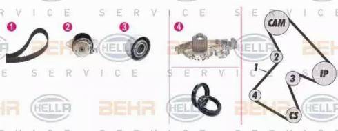 BEHR HELLA Service 8MP 376 806-891 - Водяний насос + комплект зубчатого ременя autozip.com.ua