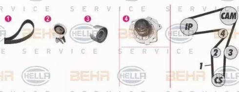 BEHR HELLA Service 8MP 376 806-881 - Водяний насос + комплект зубчатого ременя autozip.com.ua