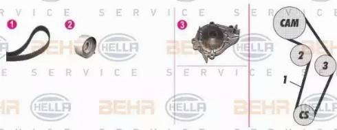 BEHR HELLA Service 8MP 376 808-841 - Водяний насос + комплект зубчатого ременя autozip.com.ua