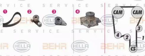 BEHR HELLA Service 8MP 376 808-861 - Водяний насос + комплект зубчатого ременя autozip.com.ua