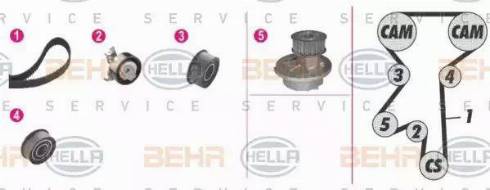 BEHR HELLA Service 8MP 376 807-821 - Водяний насос + комплект зубчатого ременя autozip.com.ua