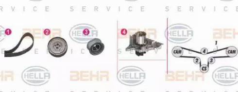 BEHR HELLA Service 8MP 376 810-811 - Водяний насос + комплект зубчатого ременя autozip.com.ua