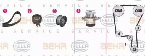 BEHR HELLA Service 8MP 376 813-891 - Водяний насос + комплект зубчатого ременя autozip.com.ua