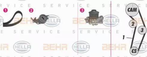BEHR HELLA Service 8MP 376 813-841 - Водяний насос + комплект зубчатого ременя autozip.com.ua
