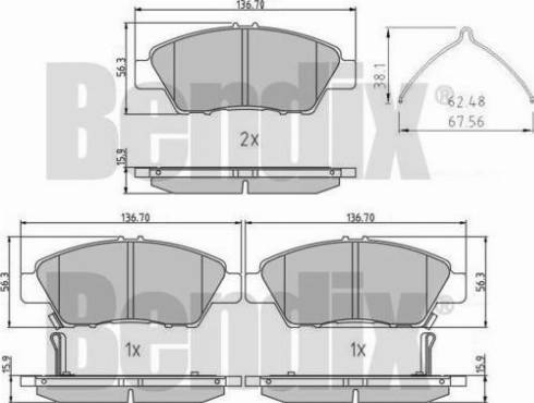 BENDIX 510992 - Гальмівні колодки, дискові гальма autozip.com.ua