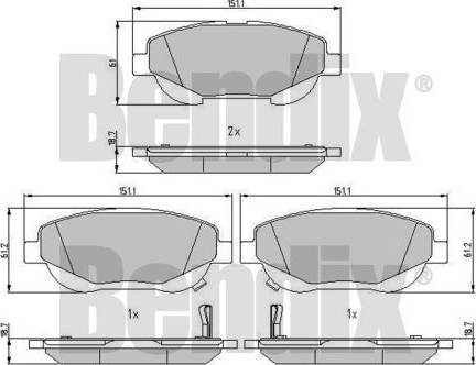 BENDIX 510925 - Гальмівні колодки, дискові гальма autozip.com.ua