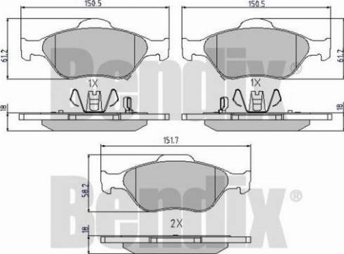 BENDIX 510454 - Гальмівні колодки, дискові гальма autozip.com.ua