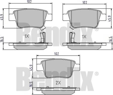 BENDIX 510458 - Гальмівні колодки, дискові гальма autozip.com.ua