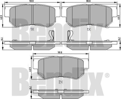 BENDIX 510419 - Гальмівні колодки, дискові гальма autozip.com.ua