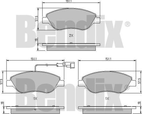 BENDIX 510411 - Гальмівні колодки, дискові гальма autozip.com.ua