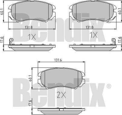 BENDIX 510542 - Гальмівні колодки, дискові гальма autozip.com.ua