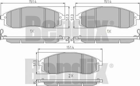 BENDIX 510552 - Гальмівні колодки, дискові гальма autozip.com.ua