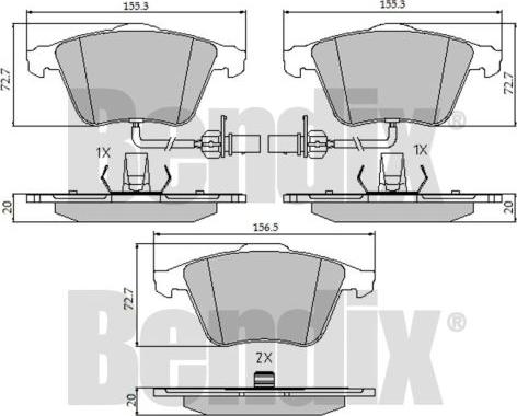 BENDIX 510504 - Гальмівні колодки, дискові гальма autozip.com.ua