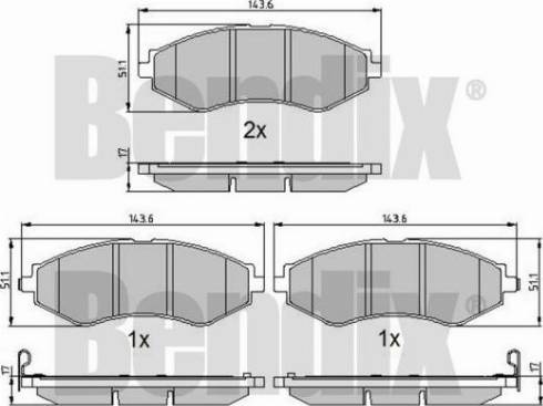 BENDIX 510523 - Гальмівні колодки, дискові гальма autozip.com.ua