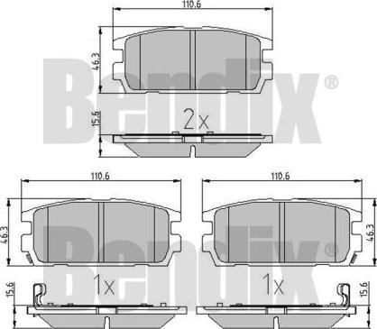 BENDIX 510571 - Гальмівні колодки, дискові гальма autozip.com.ua