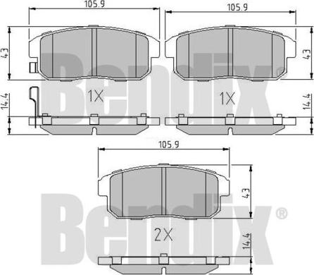 BENDIX 510652 - Гальмівні колодки, дискові гальма autozip.com.ua