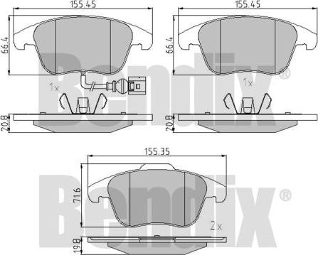 BENDIX 510603 - Гальмівні колодки, дискові гальма autozip.com.ua