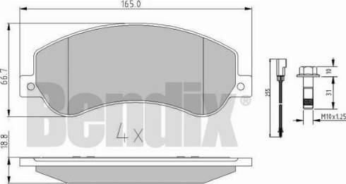 BENDIX 510616 - Гальмівні колодки, дискові гальма autozip.com.ua